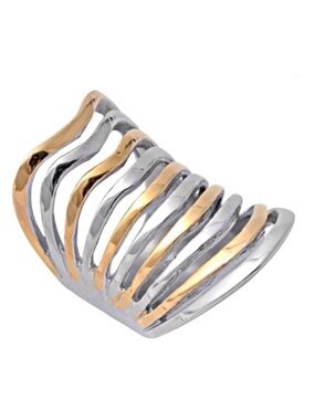 Stainless Steel Two-Tone Freeform Ring (NWT) (Size: 6 1/2)